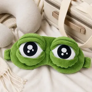 Premium 3D Sad Frog Contoured Sleeping Mask Set - Fluffy Cloud-Soft Anti-Blink Eye Cover, No Eye Pressure, Total Light Blocking Sleep Aid for Insomnia, Office Nap