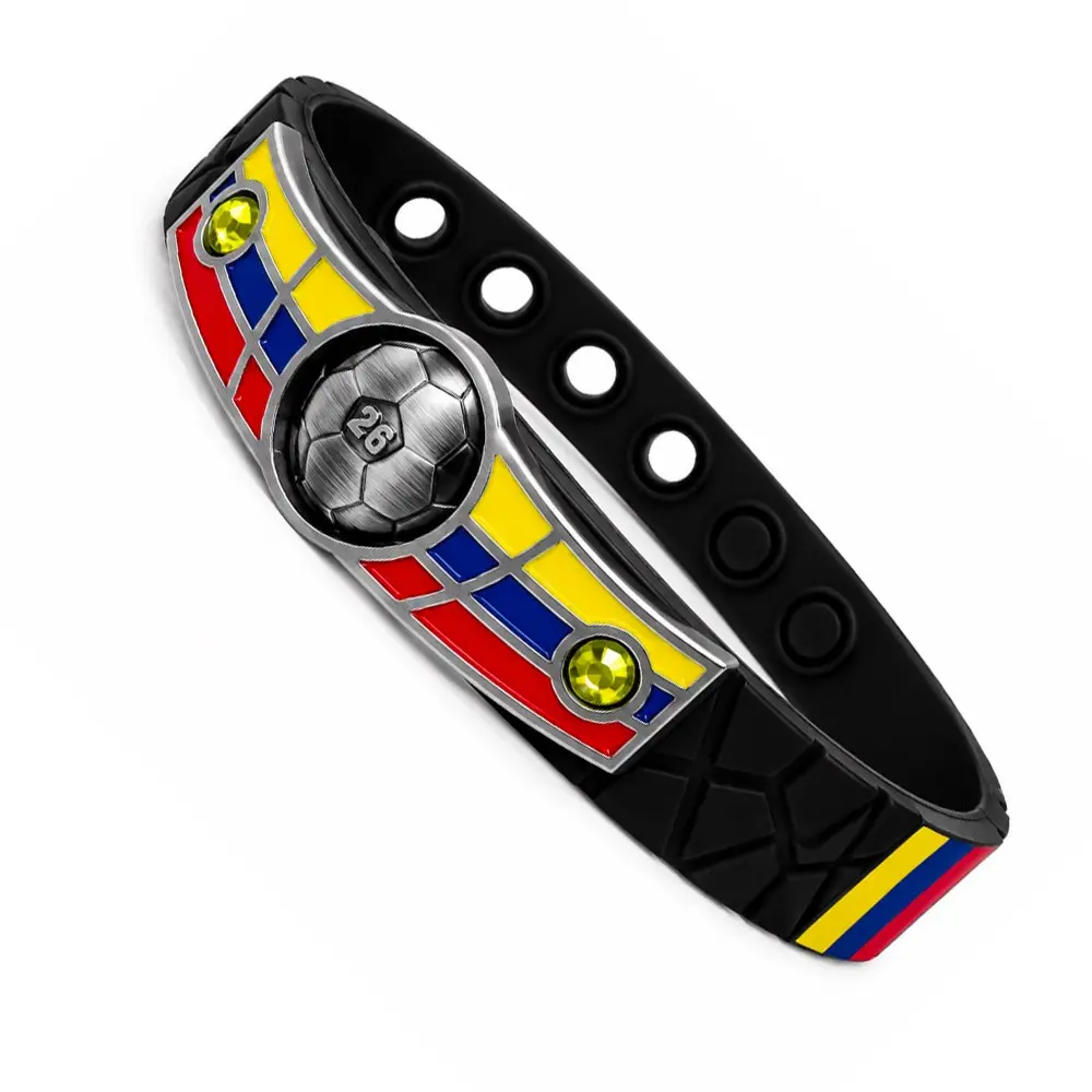Colombia Soccer Bracelet - 10mm Adjustable Football Fashion Fan Accessory, Collectibles, Adjustable from 7 to 9 in, Match Day Wear, Sporty Bracelets & Bangles, Colombian Fashion Bracelets & Bangles