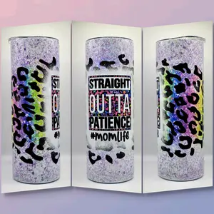 Straight Outta Patience l Mom Life l 20 Ounce Skinny Tumbler | Mom Tumbler | MomLife | Leopard | Rainbow | 20oz tumbler