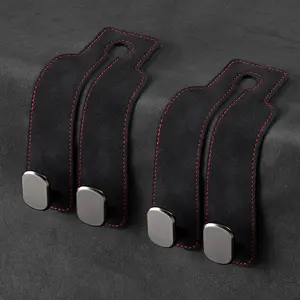 2pc Car Hooks Faux Leather Seat Back Headrest Storage Organizer Metal Small Hooks for Rear Seats, Durable & Stylish Vehicle Accessory