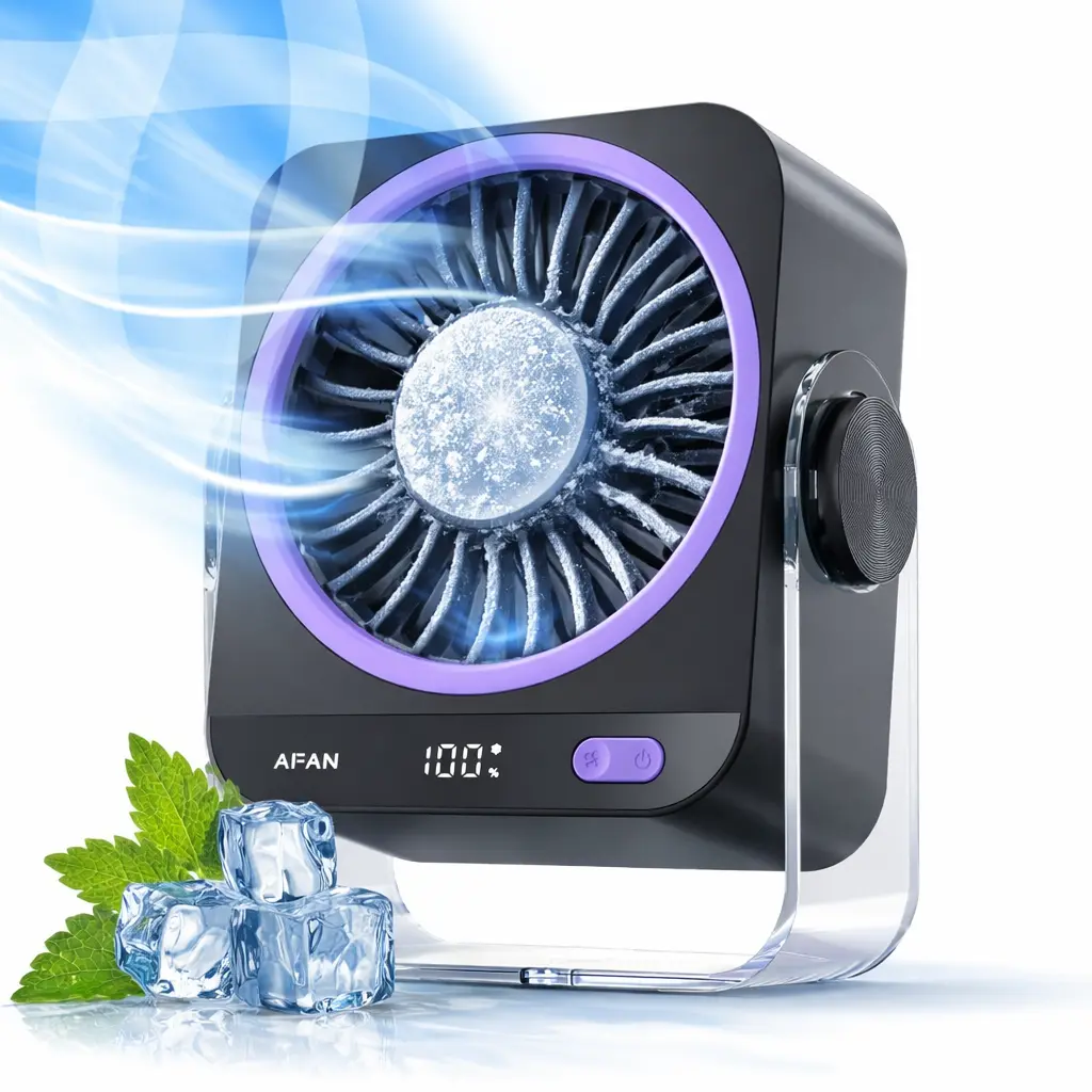 2026 New Turbo Desktop Fan – Rechargeable Portable Desk Fan with Digital Display, 199 Speeds & 130° Adjustable Tilt. Quiet Cooling Mini Fan with Ice Compress, Perfect for Home, Office, Bedroom, Travel & Summer Essentials