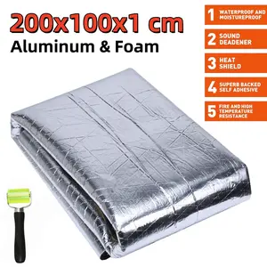 6.6FT x 3.3FT Reflective Insulation Roll, Core Radiant Barrier Thermal Insulation Shield - Engineered Foil Thermal Heat Guard Sound Deadening Adhesive Reflective Auto Insulation Foam House Car Vehicle MAT PAD Exhaust Muffler 0.4 inch Thick (200CM x 100CM)