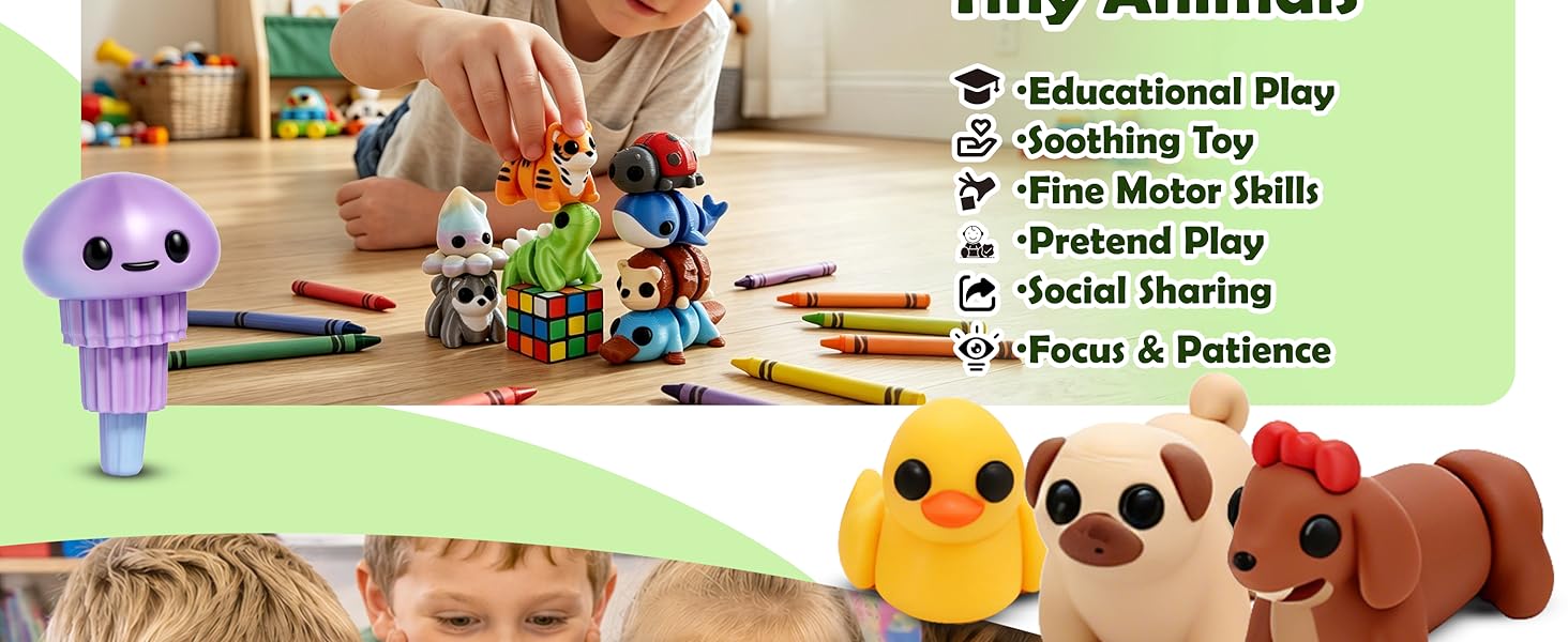 40PCS Mini 3D Printed Cute Animal Figures Set - Articulated Fidget Toys, Sensory Products, Whimsical Mini Gifts for Party Favors, Classroom Prizes