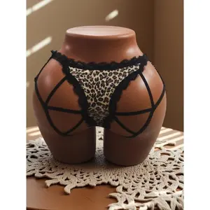 Women's Sexy Zebra-Print Thong Panties—featuring delicate eyelash lace and a crisscross cutout design. These lightweight, breathable, and form-fitting panties are perfect for evening wear and party occasions.
