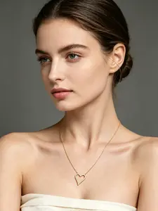 A sweet necklace with a delicate chain and diamond studded hollow heart pendant, suitable for various scenarios such as daily commuting, dating, and casual delivery.