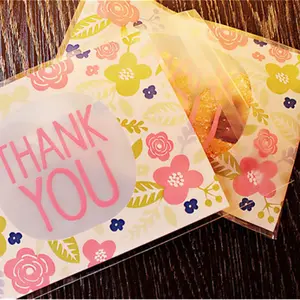 50count 100count 10*13cm Thank You Thanks Candy Cookie Bags Wedding Party Thanksgiving Day Gift Bag Plastic Biscuit Packaging Bag
