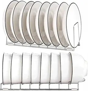 Stainless Steel Kitchen Bowl Rack with Tray Organizer - Shiny Chrome Finish, Multi-Functional for Plates, Pots, Cutlery, Rust-Proof, Space-Saving, Modern Design, Stylish Mother’s Day Gift