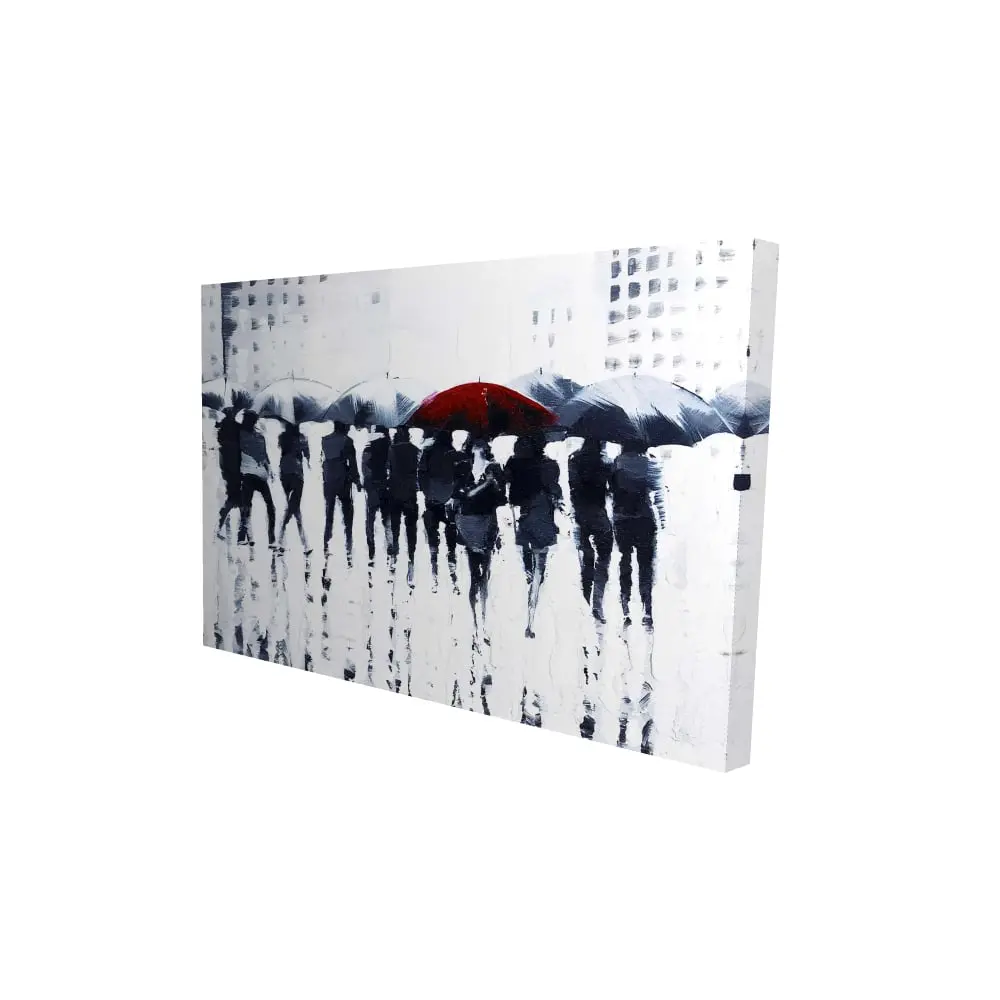 Begin Home Decor 2080-2436-FI12 24 x 36 in. Silhouettes Walking in the Rain - Bedroom Street Canvas Art