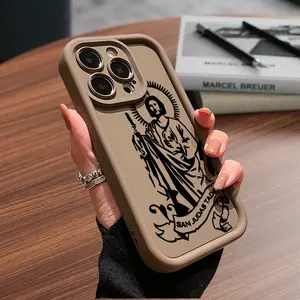 Saint Jude the Patron Case for iPhone 17 Air 16 15 14 Pro Max 13 12 11 XR XS E Plus Pattern Silicone TPU Lens Protective Rugged Durable Soft Cover Cellphone Protection