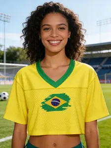 Brazil soccer jersey #10,women's World Cup Soccer Jersey Breathable Short Sleeve Football Shirt Casual Athletic Fan Edition Sportswear Top ice hockey/soccer/baseball/rugby, women's trendy and sexy T-shirts, women’s short tops, versatile and fashionable