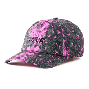 Versace Jeans Couture Printed Baseball Cap One Size Women's Bold Statement Streetwear Pink & Black All-Over Print Classic Curved Brim Adjustable