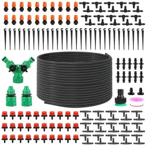 50ft Sprinkler Irrigation Garden Kit, 148pcs/set Drip Irrigation Tube & Sprinklers & Red Drippers, Plant Watering System for Garden Lawn, Pots, Flower Beds, Greenhouses