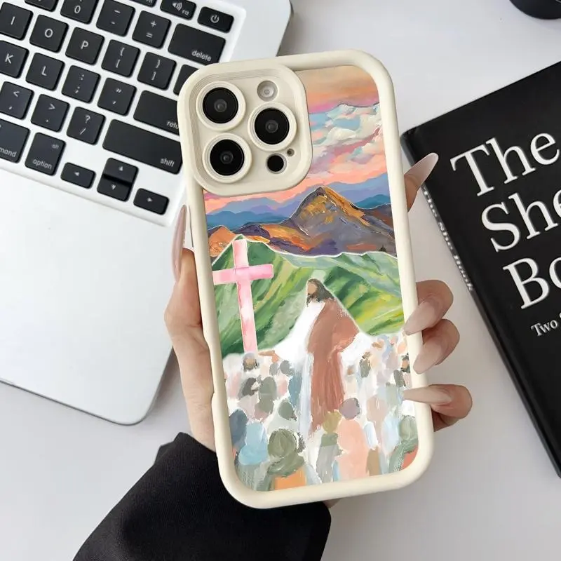 Soft Case suitable for iPhone11/12/13/14/15/16/pro/promax/plus/air Christian Mountain Scene Shockproof Silicone Lightweight Anti-Scratch Cover, Accessories, Smartphone
