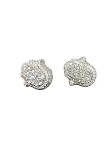 Diamond Tester Passing - Moissanite Hamsa Hand Stud Earrings 925 Silver Platinum Iridium Screw Backs