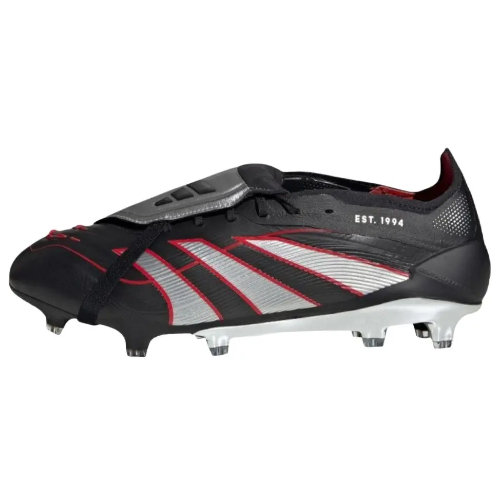 Adidas Predator Elite FG Bsr Versatile Comfort Soccer Cleats Unisex Core Black Silver Metallic Vivid Red JS0563