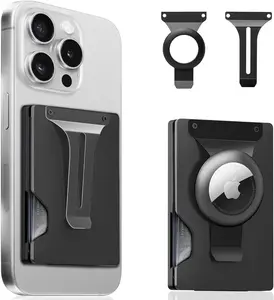 Magnetic Phone Card Holder With Money Clip and Air Tag Compatible