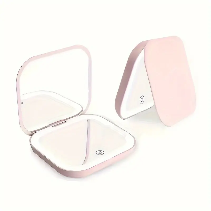 Portable Vanity LED Makeup Mirror - 3x Magnification, Circular Flip Cover, Foldable Size, 3-Level Dimming, USB Charger, Cordless USB Rechargeable, Built-In LED Lighting, Unique Gift for Men Women mirrors vanity mirror
