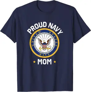 United States Navy Mother's Day Proud Mom Eagle Emblem Unisex T-Shirt Sweatshirt Hoodie Hooded Cotton Menswear Man Classic Short Sleeve Tshirt