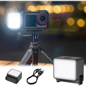 Action 5 LED Light,  Auxiliary Fill Light for   Action 5 Pro 4 3 / Xtra Edge Pro Accessories, Rechargeable IPX5  Mini Video Light, for Selfie Vlog Recording Lightweight