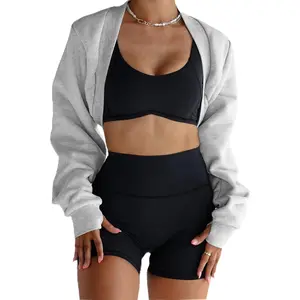 Arssm Women’s Workout Shrug – Long Sleeve Cropped Bolero Sweatshirt with Thumb Holes, Open Front Y2K Athletic Cover Up for Gym Yoga Casual Outfits