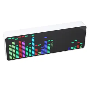 1624 Segment RGB Colorful LED Spectrum Analyzer, Music Voice Rhythm Spectrum Display, 20 Dynamic 7 Colors RGB Light Bar with 2 Connection Modes Voice Sensor Clock for Car