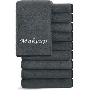 10 Pack Makeup Remover Wash Cloths - Soft Microfiber Fingertip Facial Cleansing Cloths for Hand and Make Up, 12 x 12 in
