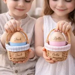 Custom Easter Egg First Easter Gift Baby Keepsake Engraved Name Wooden Easter Egg Shakers