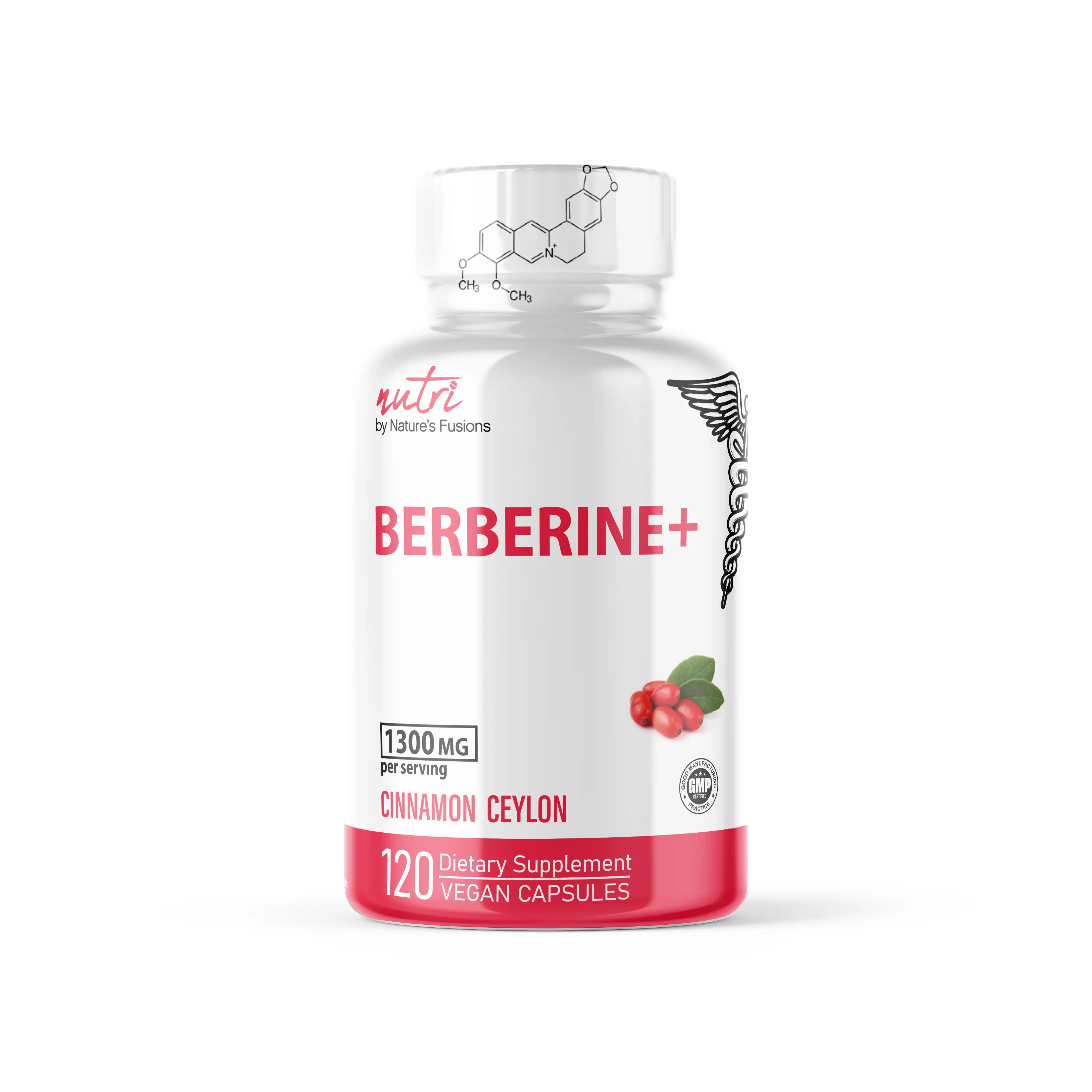 Berberine 1300mg - 120 Capsules - Nutri Berberine with Ceylon Cinnamon - Pure Berberine Supplement