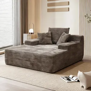 HipyMo 47.2'' Boneless Chaise Lounge, Luxurious Plush Corduroy Chair Bed, Sleeper Couch Reading Chairs Fluffy Plush Faux Fur Cloud Sofas Couches for Living Room, Large-Size Multi-Function Recliner for Home Theater