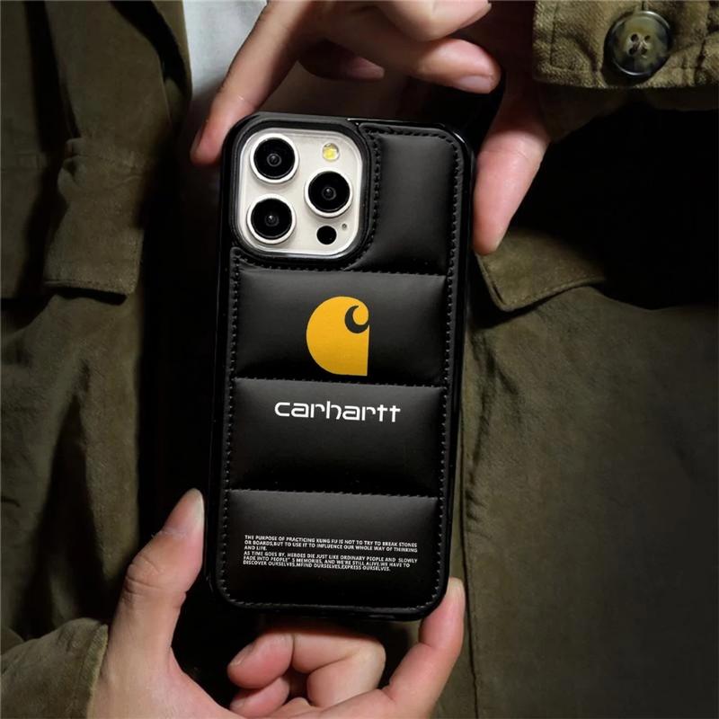 Carhartt Trend Down Jacket Style Phone Case – Shockproof Protective Cover for iPhone 11–16 Pro Max, Stylish Anti-Drop Back Case