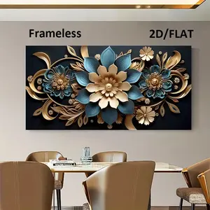 Wooden Framed Canvas Painting2D/ Flat 1 Modern Golden mandala canvas poster suitable for bedroom and living room decoration Wrapped in canvas