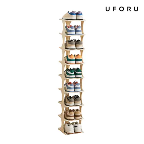 UFORU 6-Layer Removable Plastic Shoe Rack Organizer - Freestanding Shoe Storage, Small-Space Hero, DIY Stackable Mini Apartment Combo Home Organizer for College Dorms & Household Closets