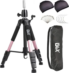 GEX 55" Mannequin Tripod Stand Canvas Block Training Doll Manikin Head Wig Stand for Cosmetology Hairdressing (Rose Gold) Lightweight