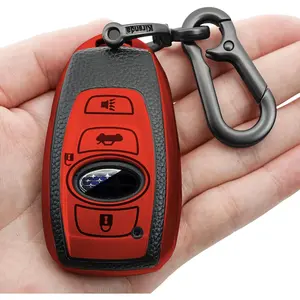 for Subaru Key fob Cover case with Keychain,Texture Soft TPU Key case/Skin,4-Buttons fit BRZ Legacy Outback Ascent Crosstrek Forester WRX Remote Key Vehicle Accessories(Red)