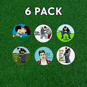 Happy Gilmore Golf Ball Markers 6 Pack – Funny Movie Quotes | Golf Gift Set for Men & Women | Tap It In, It’s All in the Hips