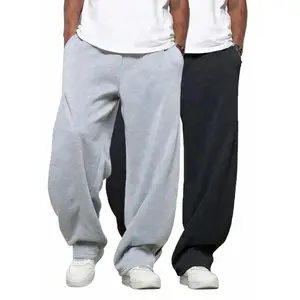 2PCS Ages 8-16 Years Baggy Sweatpants Wide Leg Elastic Waist Sweat Pants Pull On Fleece Athletic Jogger Outfits Clothes For Teenagers Boys Girls Kids Youth