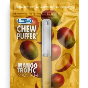 QuitGo Air Straw Mango Chew Habit Chew Stick – Plastic Reusable Natural Aid Straw to Curb Cravings & Breathe Freely