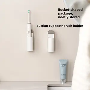 FaSoLa suction cup toothbrush holder, wall-mounted, no-drill required, for electric toothbrush and toothpaste storage in the bathroom