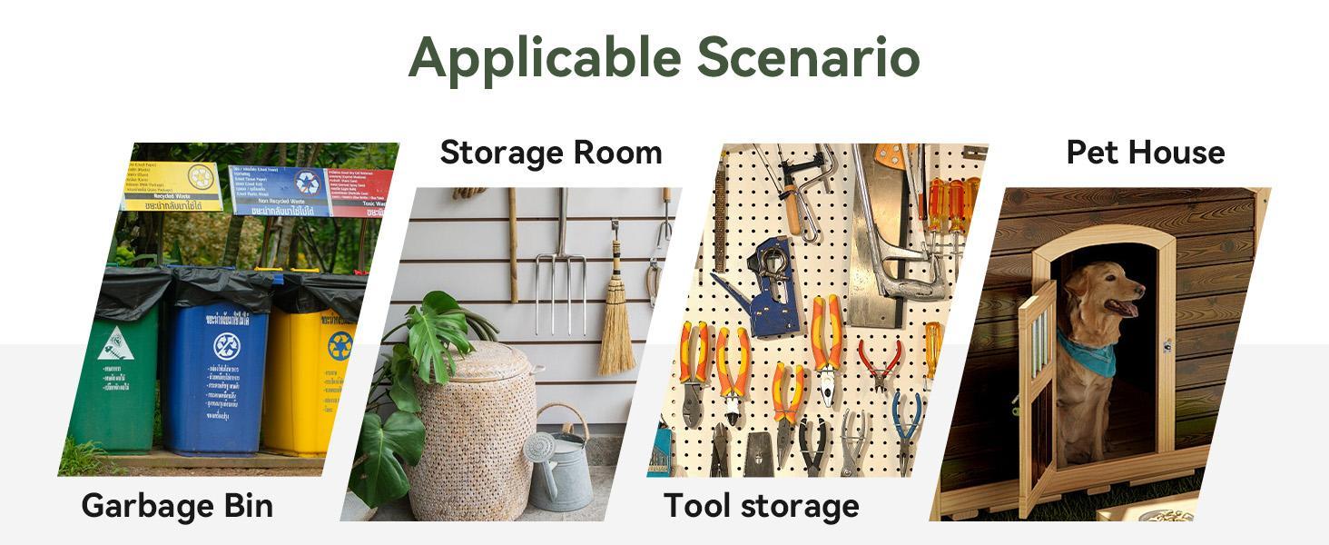 80 Cu. Ft Outdoor Trash Can Storage, 5.6x3.3 Ft Outdoor Storage Shed, Horizontal Metal Shed w/Lockable Doors & Waterproof Lid Chain - Holds Trash Cans, Toys, Garden Tools for Garden/Backyard/Patio 80 Cu. Ft Outdoor Trash Can Storage, 5.6x3.3 Ft Outdoor Storage Shed, Horizontal Metal Shed w/Lockable Doors & Waterproof Lid Chain - Holds Trash Cans, Toys, Garden Tools for Garden/Backyard/Patio