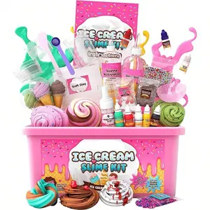 Ice Cream Slime Kit for Girls, DIY Cherry-Scented Slime Making Set, 31 Pieces, Fun Arts and Crafts for Kids Ages 8-12, Easter and Birthday Gift