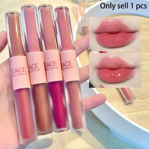 Fun Lipstick Matte Dual-Ended Korean Lip Gloss, 6 Colors Available, One Stick Two Uses, Matte Lip Clay & Glossy Mirror Finish, Perfect for Makeup