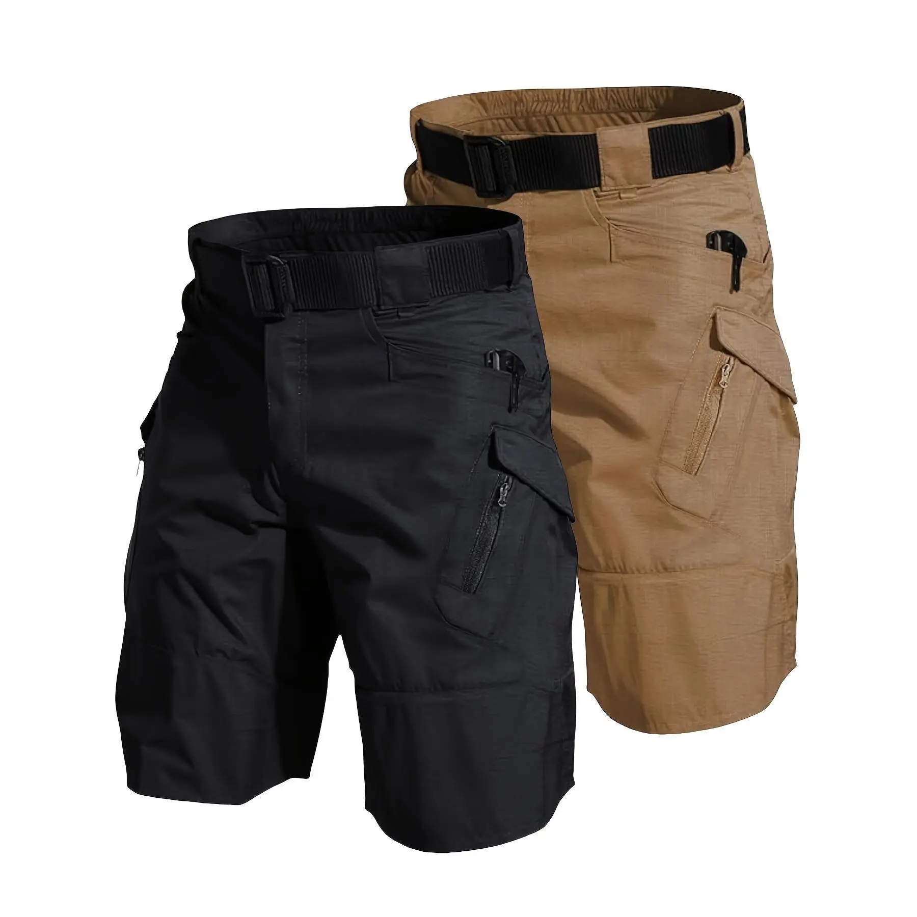 Men's Tactical Cargo Shorts - Waterproof, Lightweight, Quick Drying, Breathable, Multi-Pockets, Adjustable Waistband - Grey and Beige Ideal for Mountaineering and Outdoor Activities, Mountaineering GearThe belt is a complimentary gift (one only). t