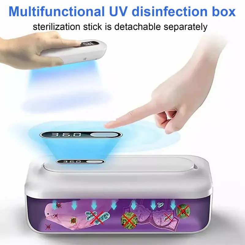 Portable UV Disinfector Box, Detachable UV Rod, Ideal for Phones, Cosmetics, Underwear, Compact and Lightweight, Essential Home Sanitizer