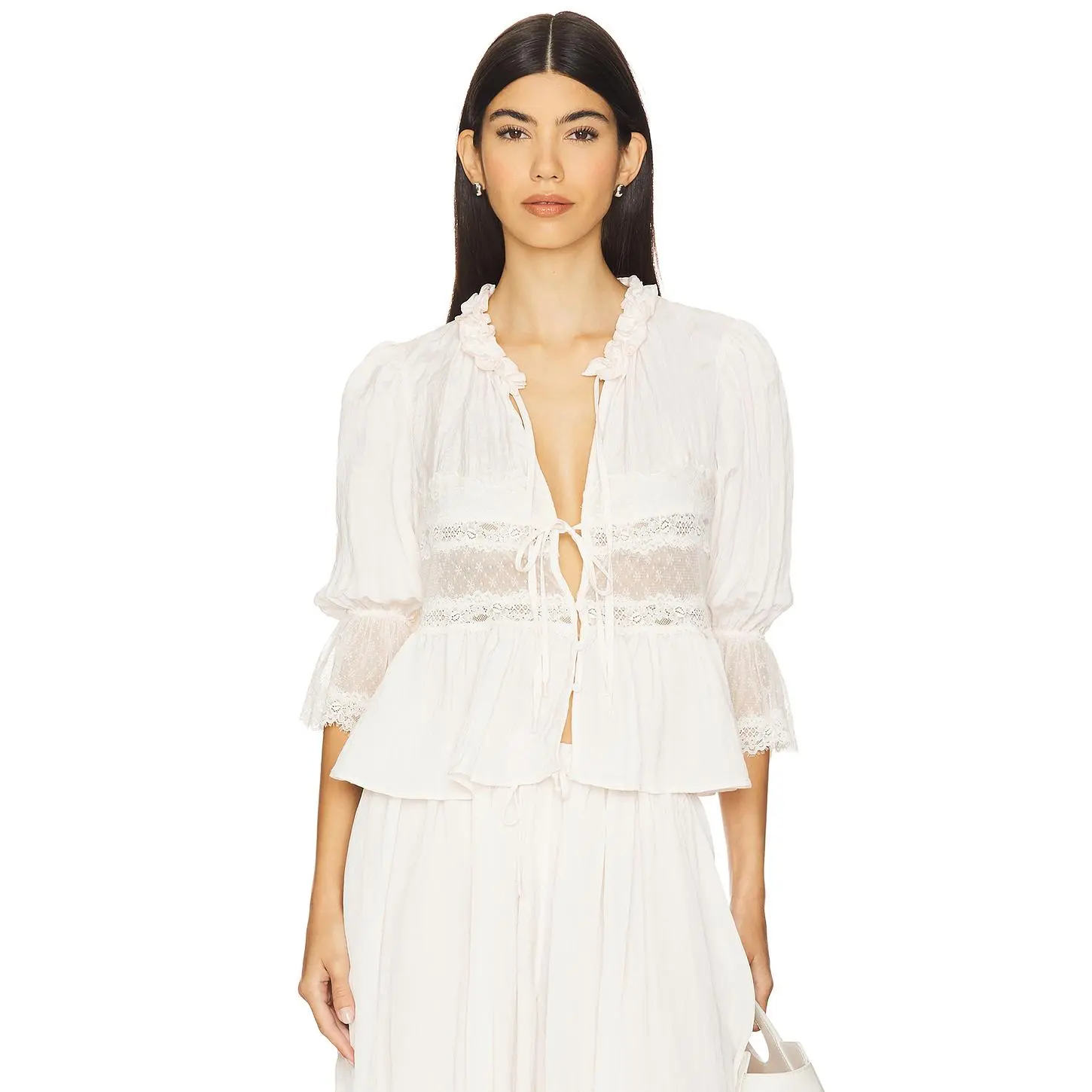 Free People x Intimately FP Forever Young Bed Jacket In White Alyssum