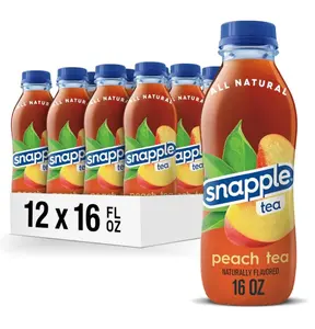 Snapple Peach Tea, 16 fl oz recycled plastic bottle, Pack of 12