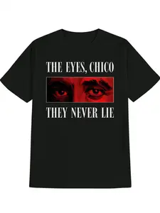 Womenswear Women's Unisex Scarface Tony Montana Red Eyes Graphic T-Shirt, 100% Cotton Soft Retro 80s Crime Movie Short Sleeve Top For Movie Fans