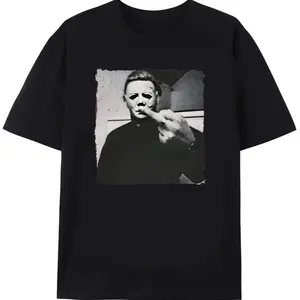 Retro 90s graphic t-shirt with Michael Myers' gesture graphic printUnisex gift, beloved him/her halloween Give him/her top-notch clothing
