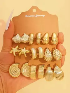 Fashion Earrings Set, Elegant Geometric Shapes, Shell & Conch Earrings, Perfect for Daily Wear, Parties, Vacations