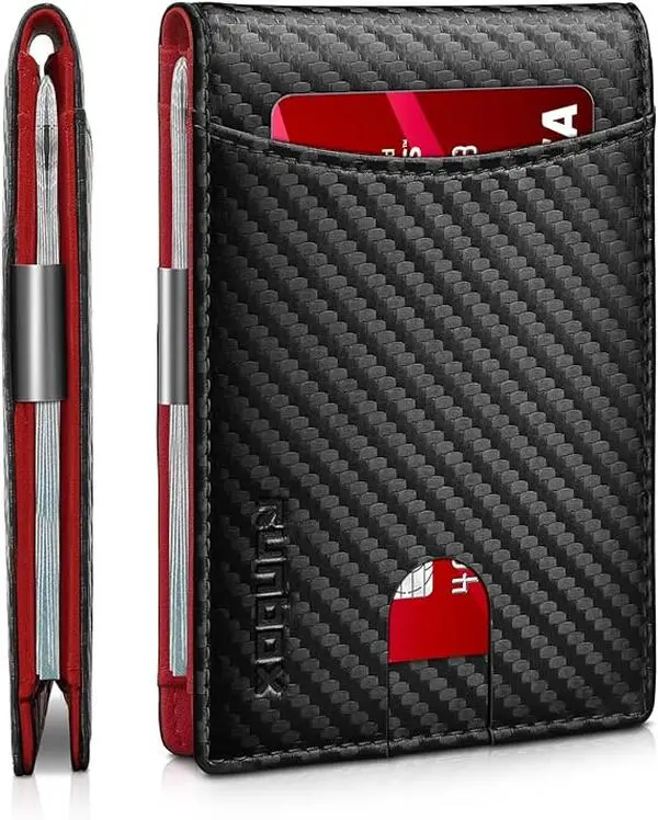 RUNBOX  2026 Slim Wallet for Men with 11 cardSlots Rfid Blocking Carbon Fiberwallets Bifold Credit Card Holder Minimalist Leather With Gift Box ducttape wallets black trend recto verso