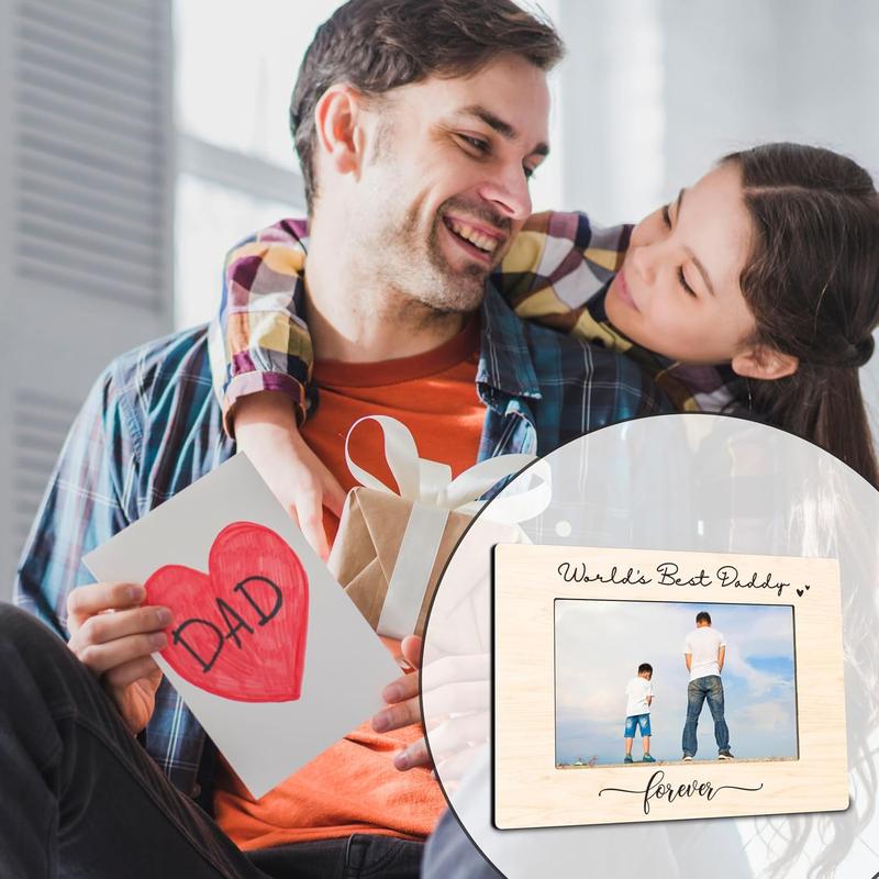 World's Best Dad Forever Wooden Picture Frame -4 X 6 Inches Photo Frame Tabletop Display -Father's Day Gift Birthday Gifts, Father Picture Frame Gifts, Home & Office Decorations (Horizontal)